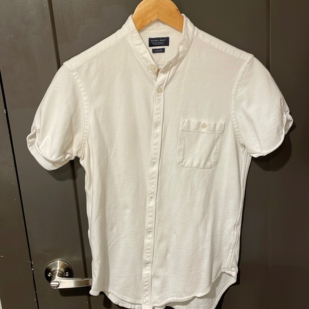 Zara small white button down, short sleeve